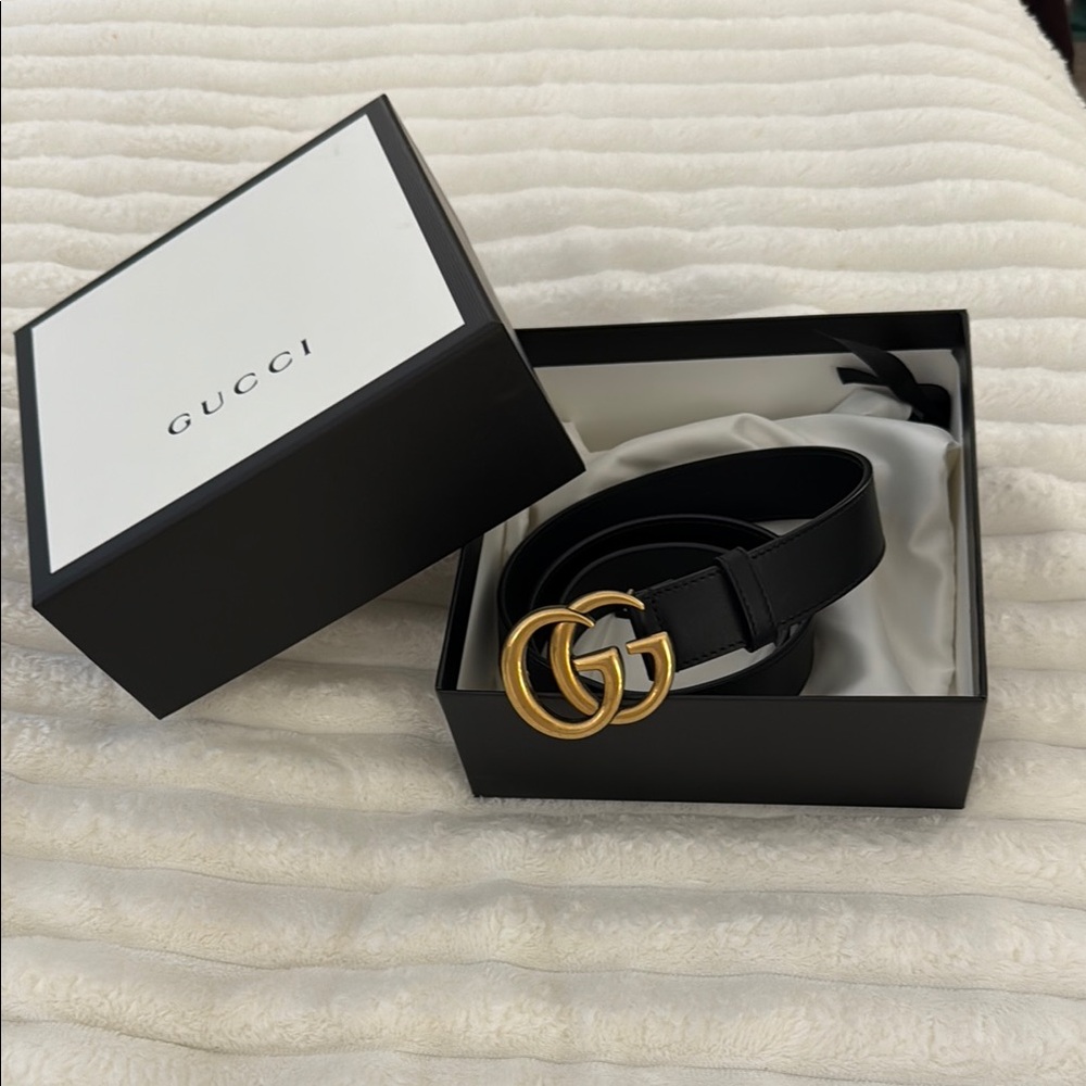 Gucci Marmont Black Leather Belt